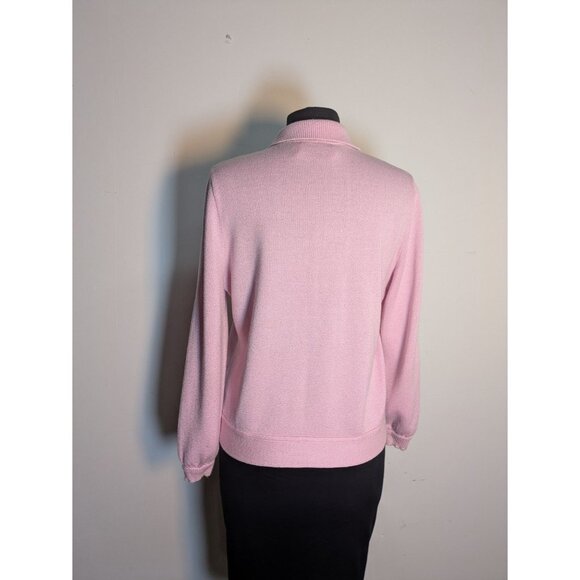Vintage Pink Button-Up Cardigan Lightweight Knit Gold Hardwear, Size S - Picture 8 of 10
